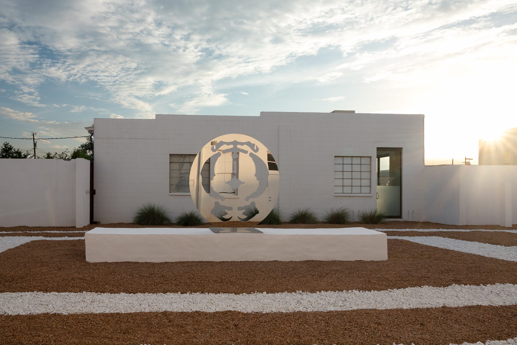 Donna Huanca's sculpture outside of Ballroom Marfa