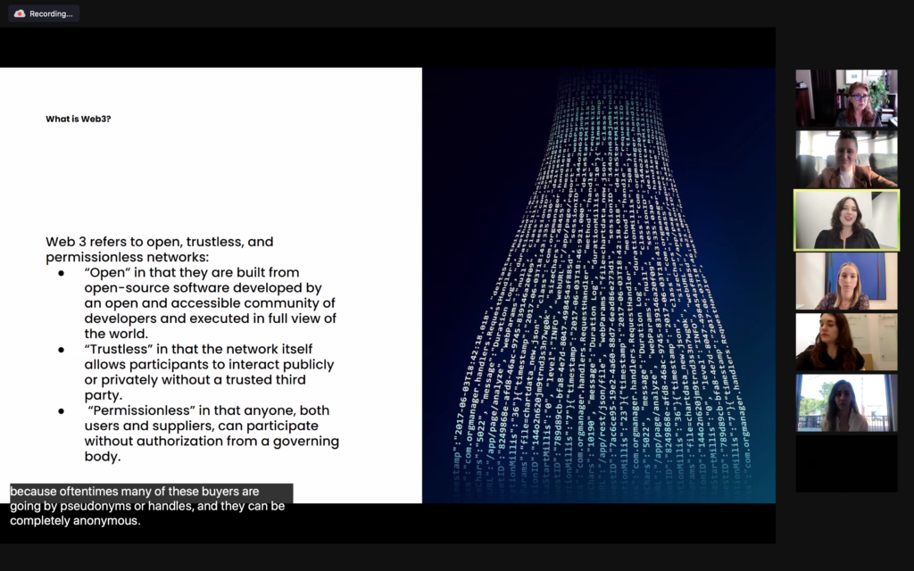 Screenshot of a virtual panel conversation