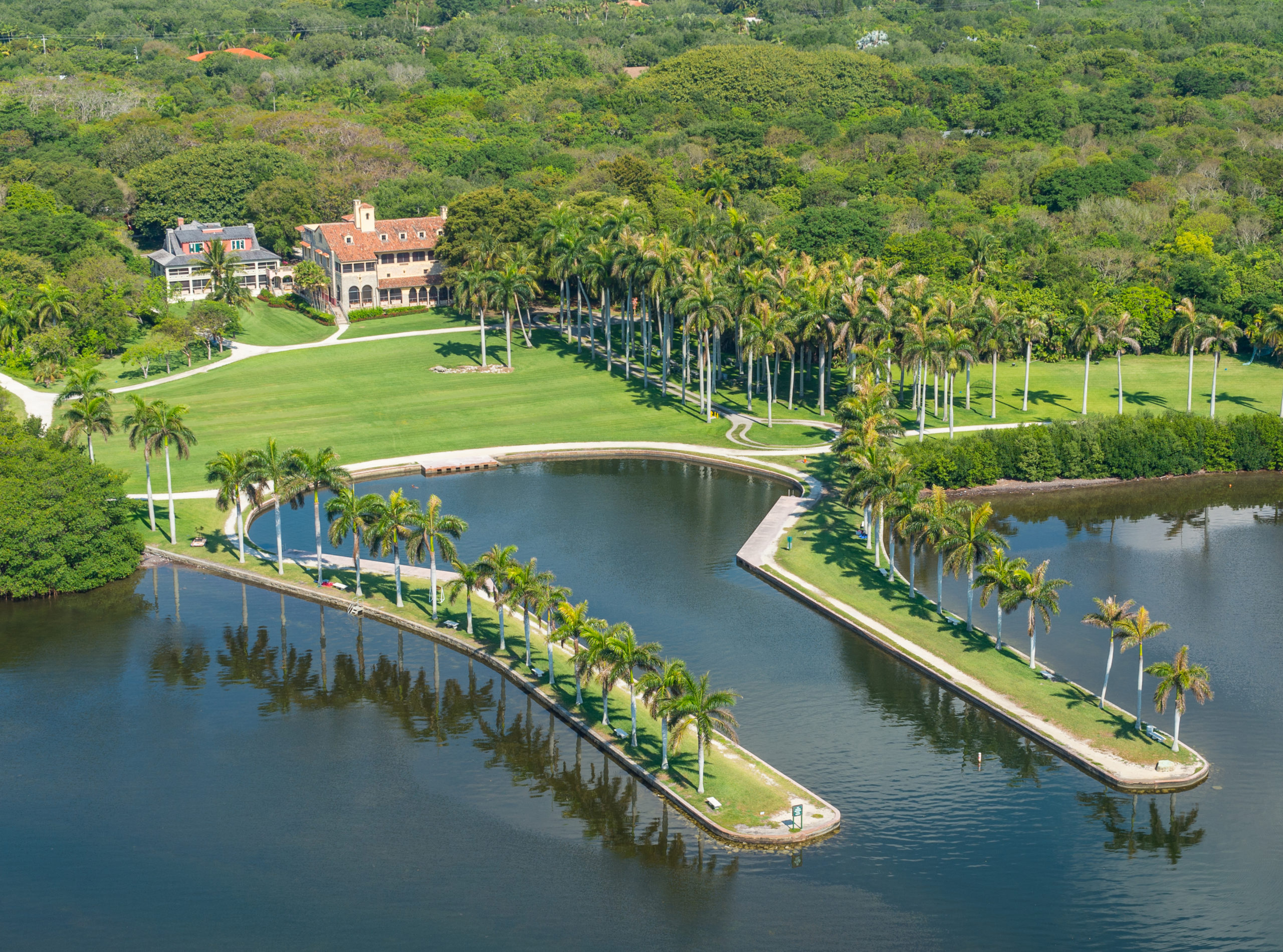 An aerial shot of the Deering Estate