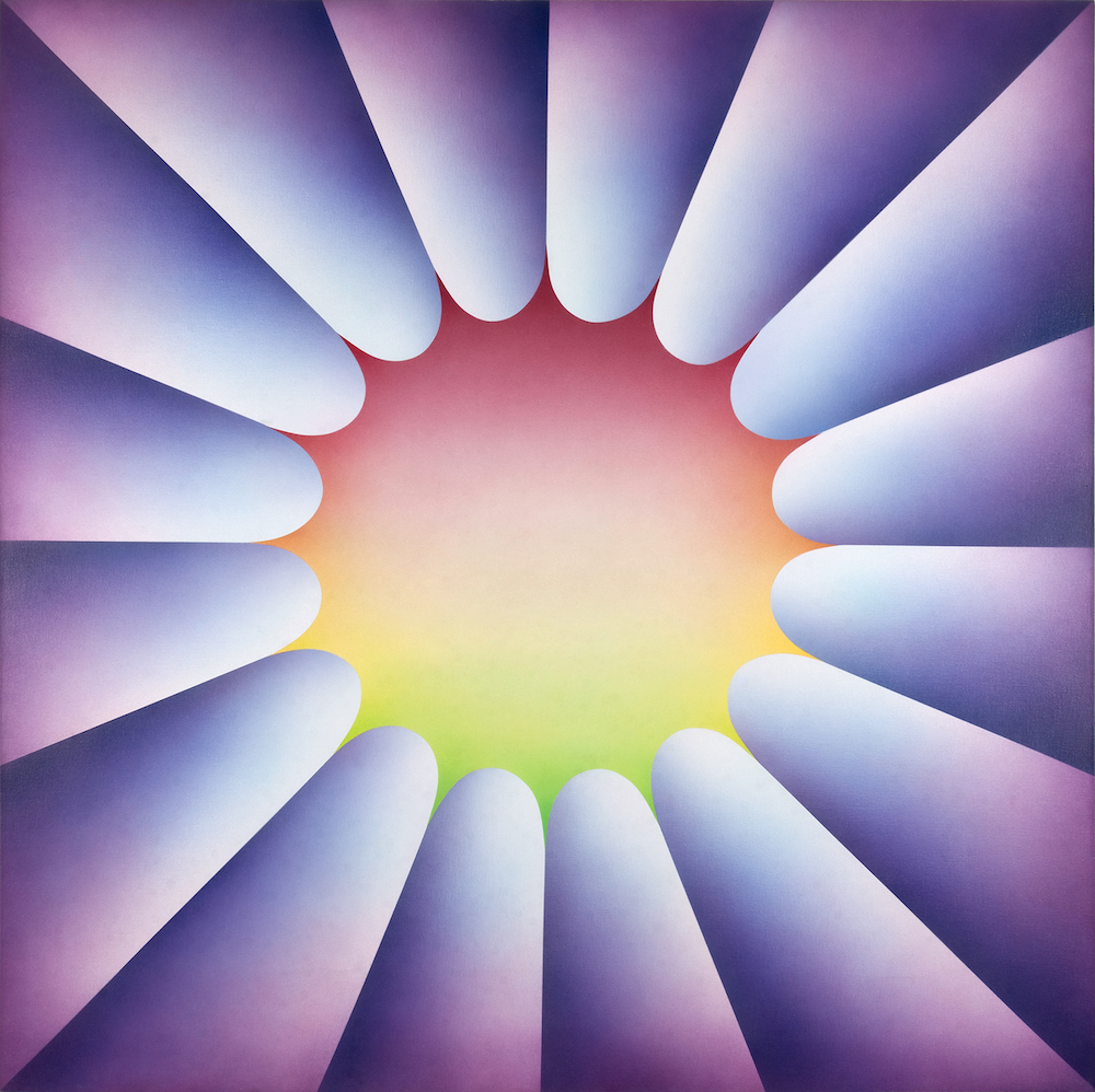 Judy Chicago, Through the Flower 2, 1973. Sprayed acrylic on canvas, 60 x 60 in (152.4 x 152.4 cm). Collection Diane Gelon. © Judy Chicago/Artists Rights Society (ARS), New York. Photo: Donald Woodman/Artists Rights Society (ARS), New York