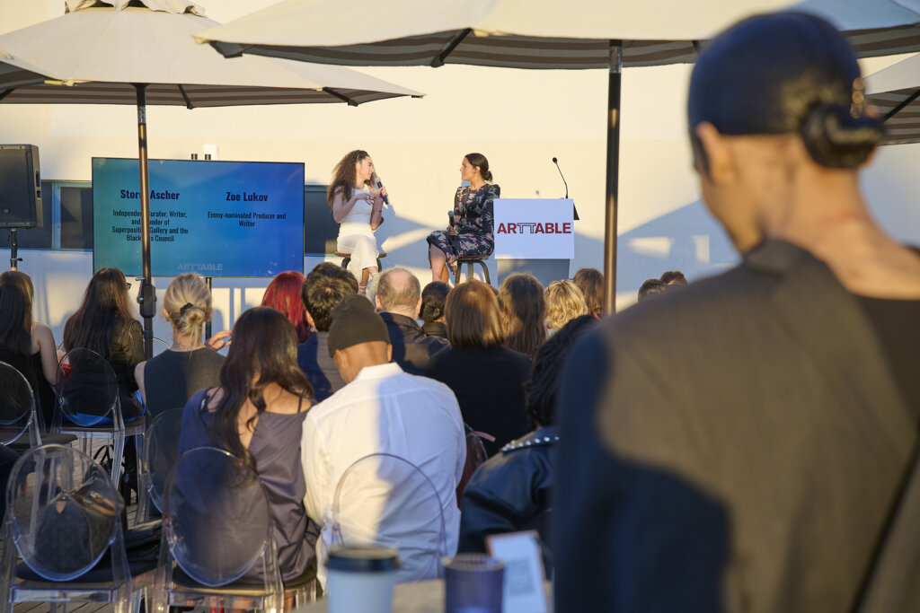 Two speakers and audiences.