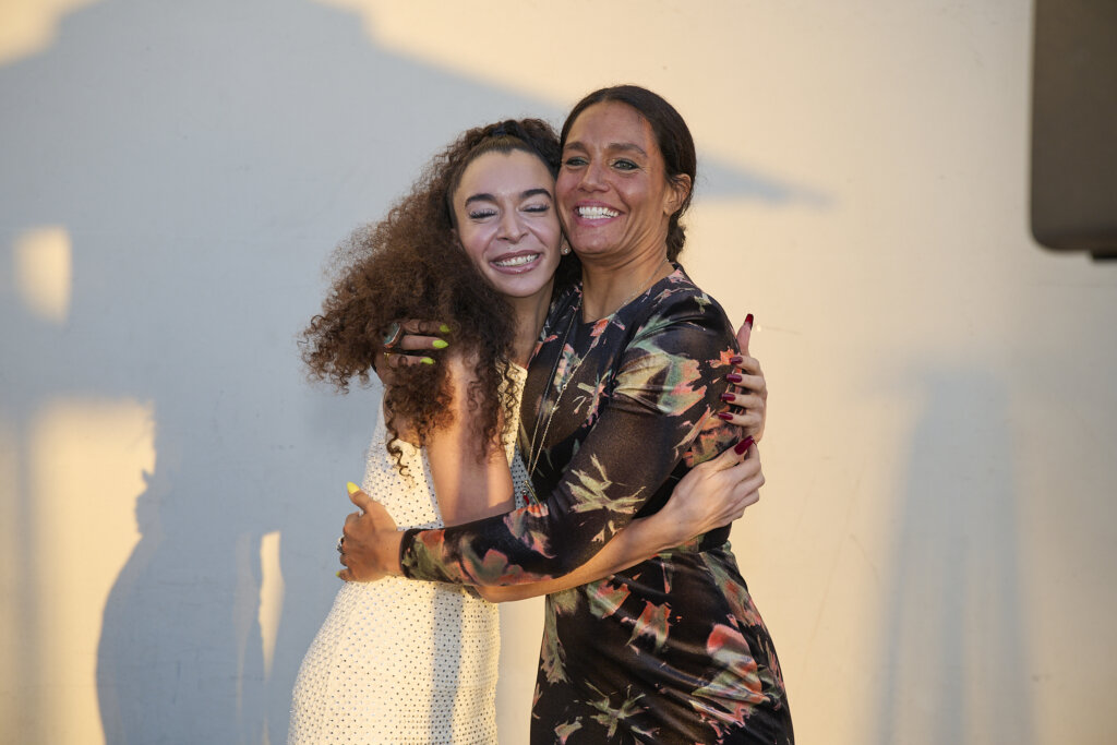 Two women hugging