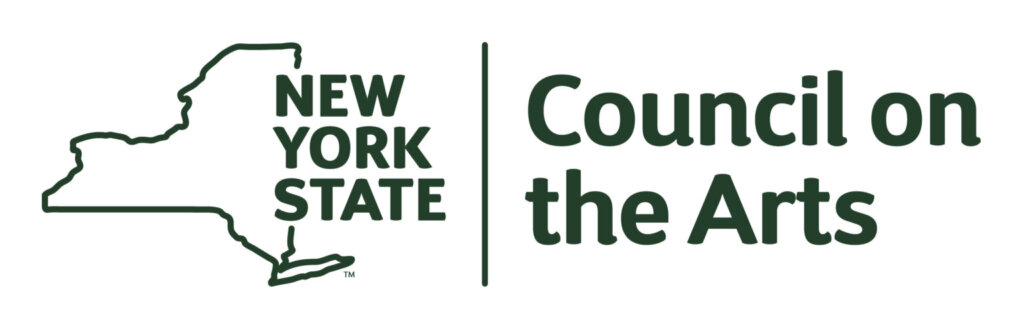 New York State Council on the Arts Logo with image of the shape of New York state