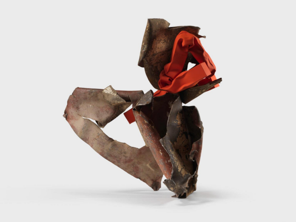 Carol Bove, Offenbach Barcarolle, 2019. Found steel, stainless steel, and
urethane paint, 82 1/2 × 76 × 41 in. (209.6 × 193 × 104.1 cm). Solomon R. Guggenheim
Museum, New York, Purchased with funds contributed by the International Director’s
Council, and partial gift of David Zwirner 2023.11. © Carol Bove Studio LLC. Photo: Maris
Hutchinson