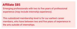 Affiliate Level Membership - $85 - Those with 2-5 years of professional experience