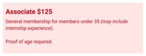 Associate Level - $125 - General Level for those under 35 years of age.
